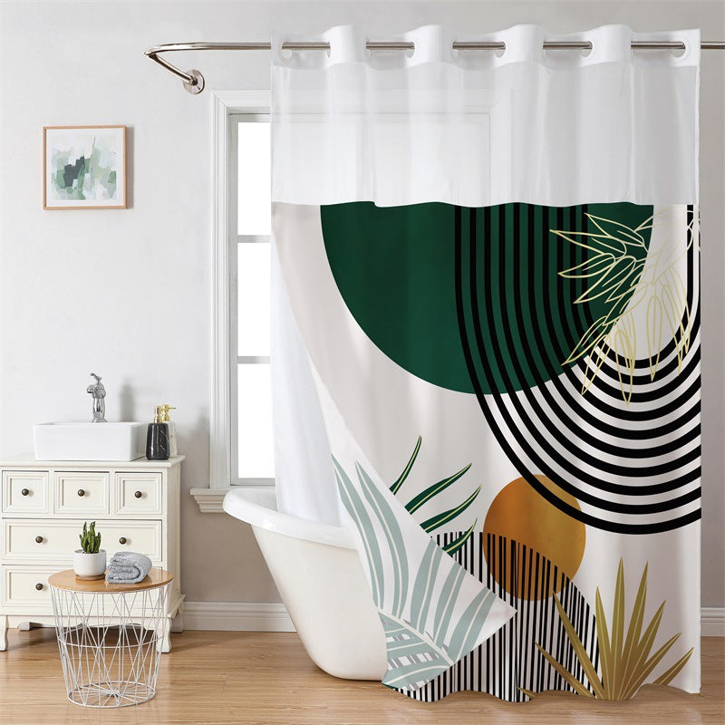 Doppellagiges Duschvorhang-Set mit Futter – Abnehmbar, Ohne Haken, Weißer Waffel-Design🚿🛁