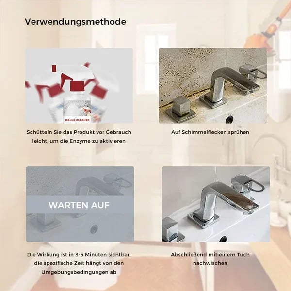 Schimmel- & Flechtenentferner Schaum – Tiefenreiniger gegen Stockflecken an Fugen, Silikon & Wänden mit Langzeitschutz ✨🚿🧼