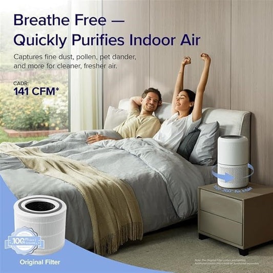 HEPA 13 Luftreiniger gegen Pollen & Rauch | 240m³/h | 24dB Nachtmodus | 50% Rabatt
