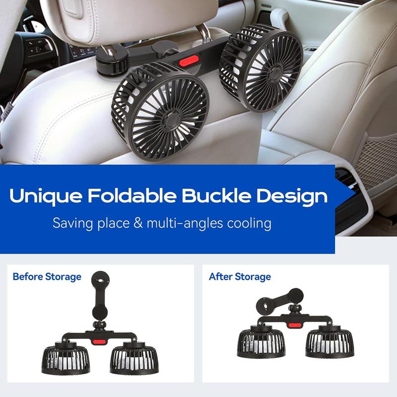 🌬️ Multifunktionaler Kfz-Lüfter für Rücksitze – 3-stufige Windgeschwindigkeit, leiser Betrieb & flexible Montage an Kopfstützen, perfekt für Auto, SUV & Wohnmobil 🛣️