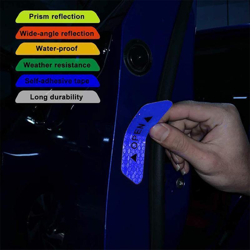 🚗 Reflektierende Anti-Kollisions-Aufkleber fürs Auto – 4 Stück, Warnschutz für Türen & Stoßstangen