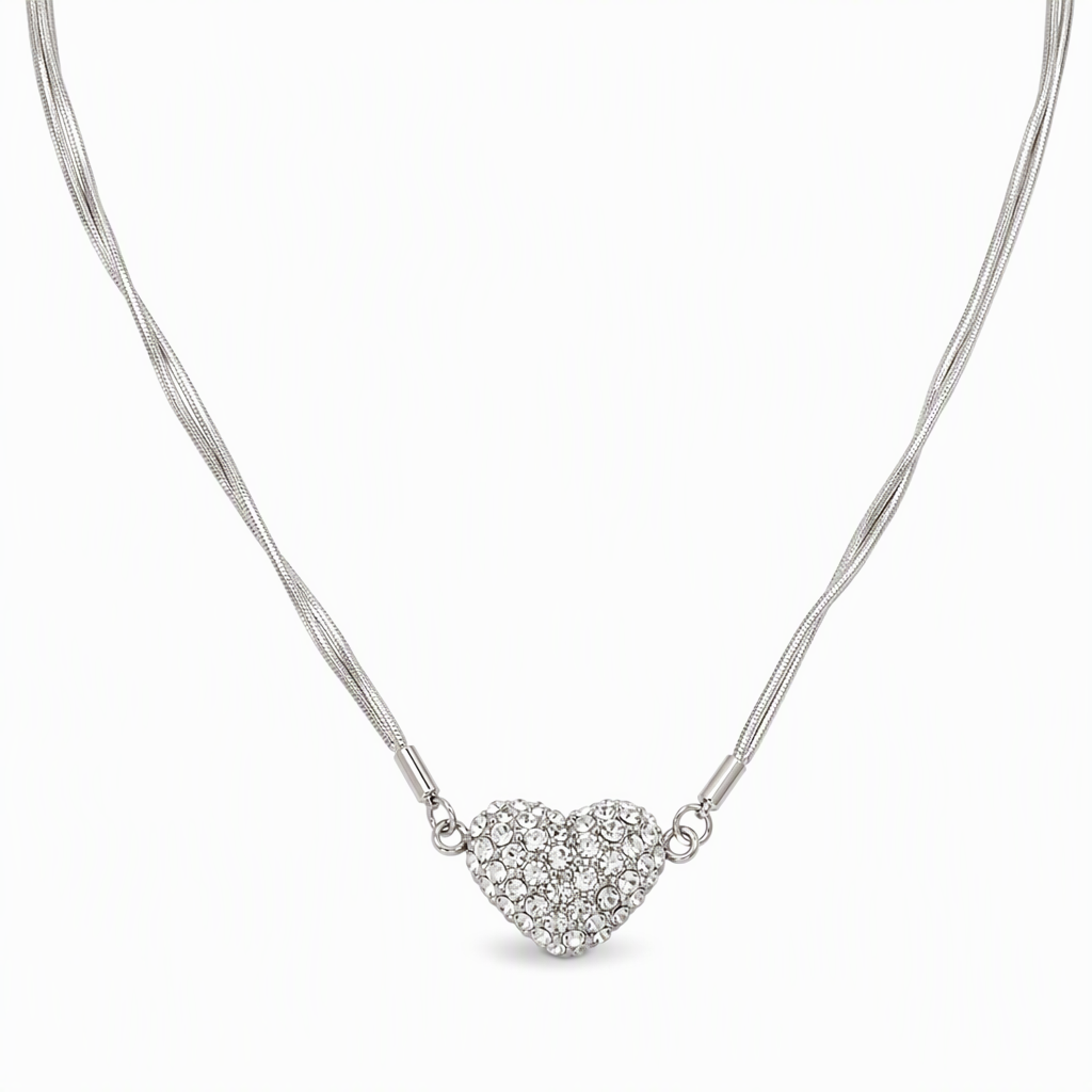 ❤️ 50 % Rabatt! ✨Elegante Herz Halskette mit Zirkonia – Minimalistischer Damen Schmuck mit Magnetverschluss