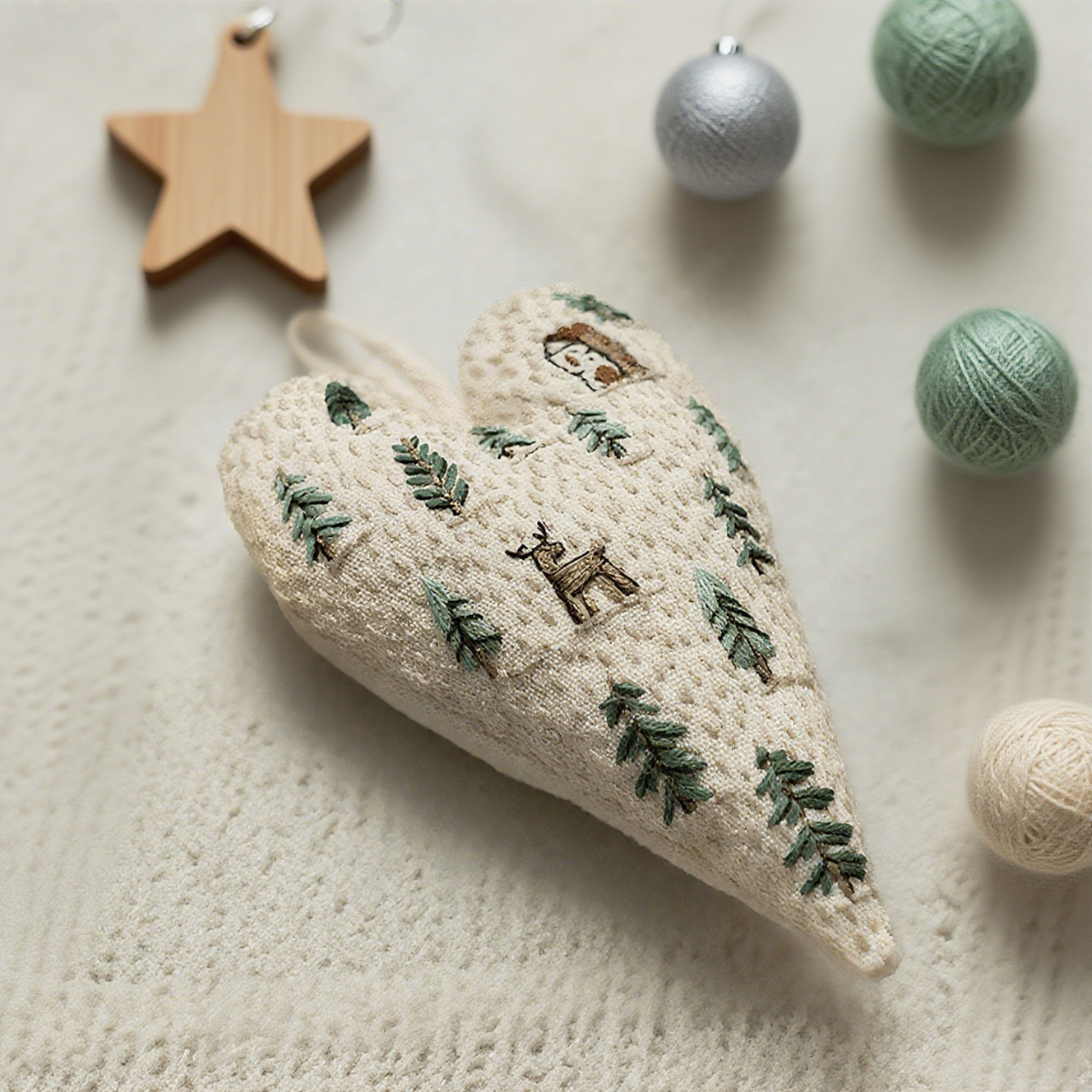 🎅Bestes Weihnachtsgeschenk💖DIY-Handstickerei-Weihnachtsdekoration in Herzform / Stickset