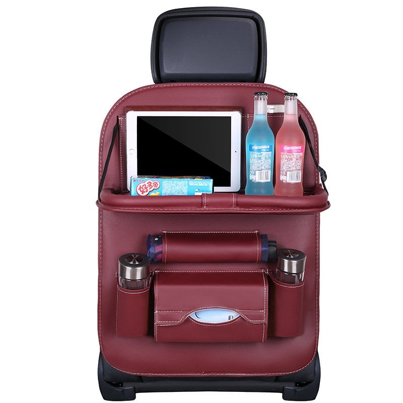 📢📢50 % Rabatt!! ⏰Auto Rücksitz Leder Organizer Aufbewahrungstasche mit faltbarem Tisch