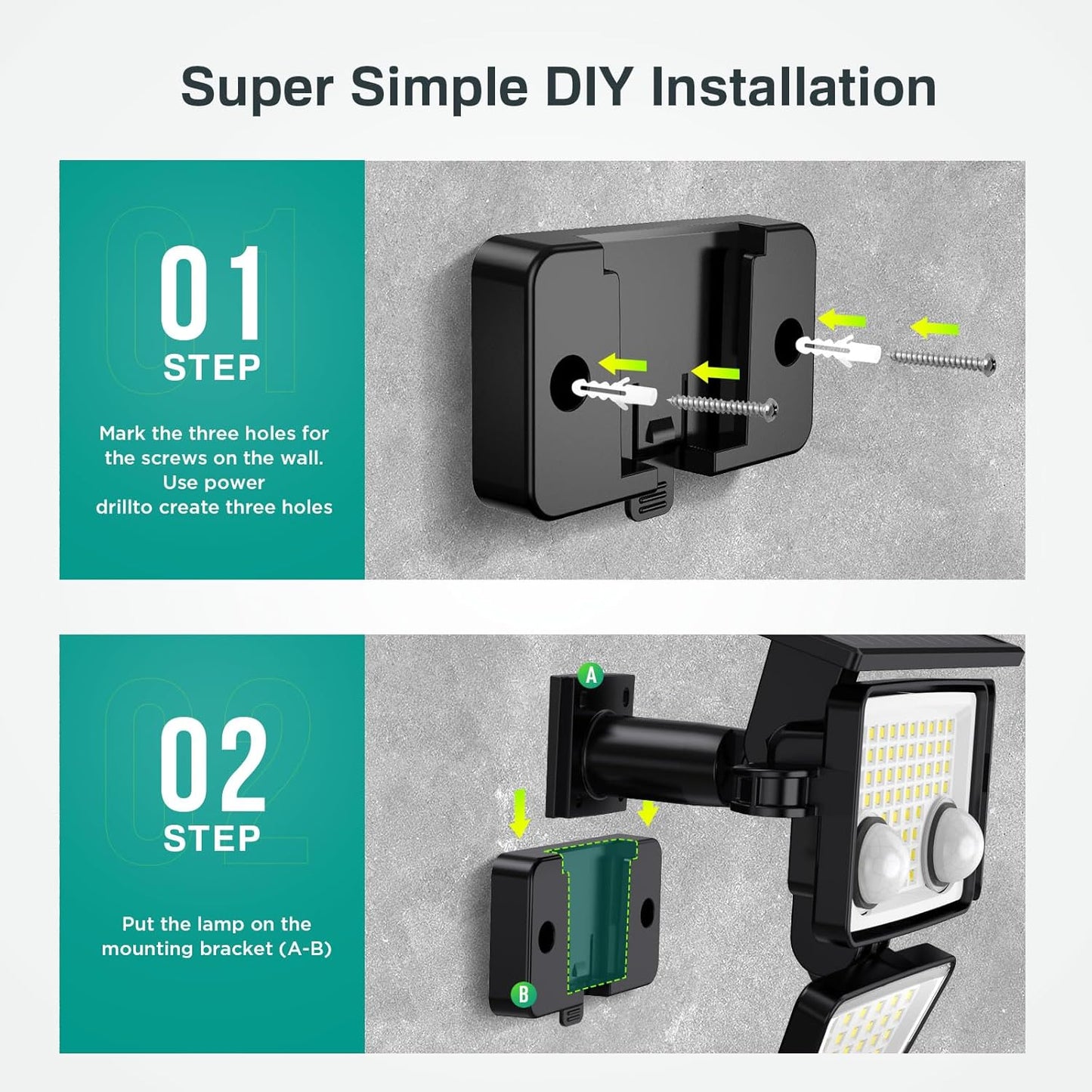 Solar Outdoor Lights - 3000LM 188 LED Motion Sensor Outdoor Lights
