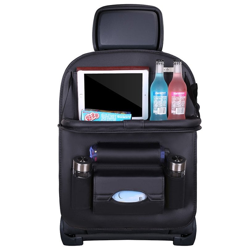 📢📢50 % Rabatt!! ⏰Auto Rücksitz Leder Organizer Aufbewahrungstasche mit faltbarem Tisch