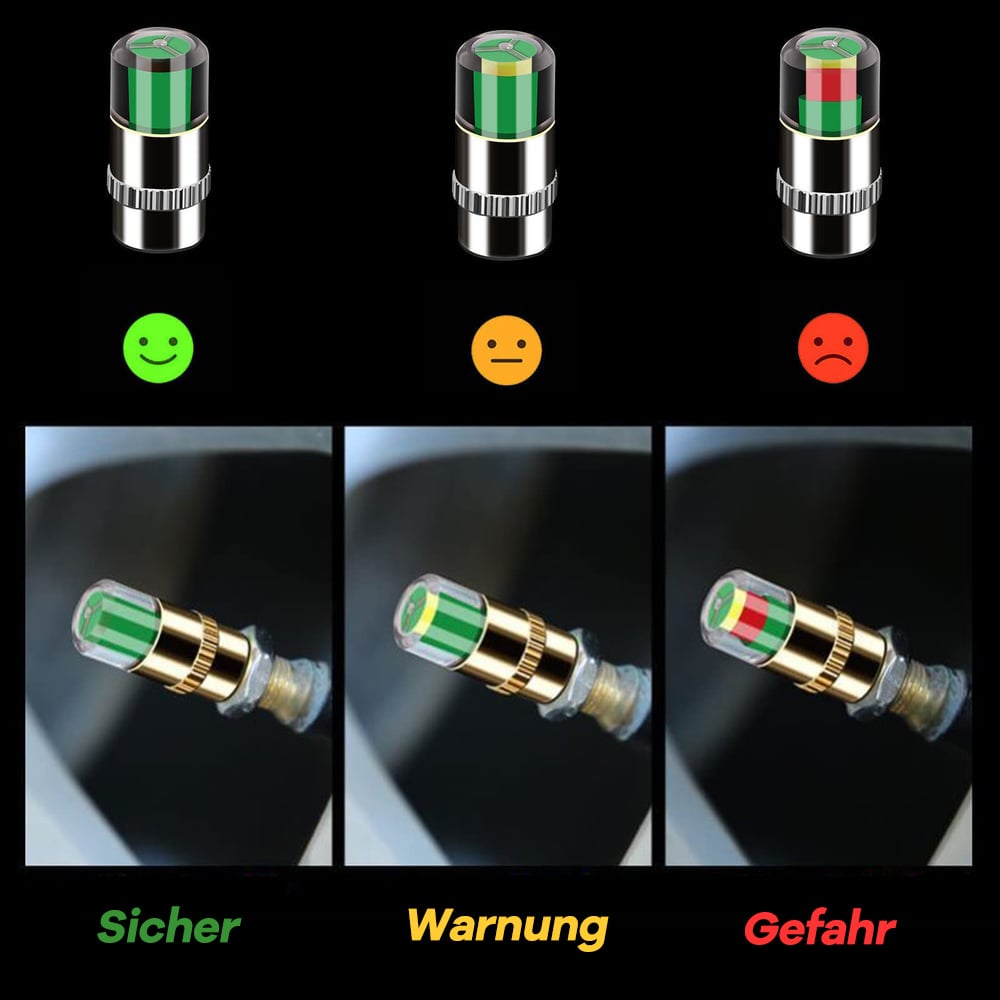 🚗4 Stück Reifendrucküberwachungs-Ventilkappen für Autos🔥