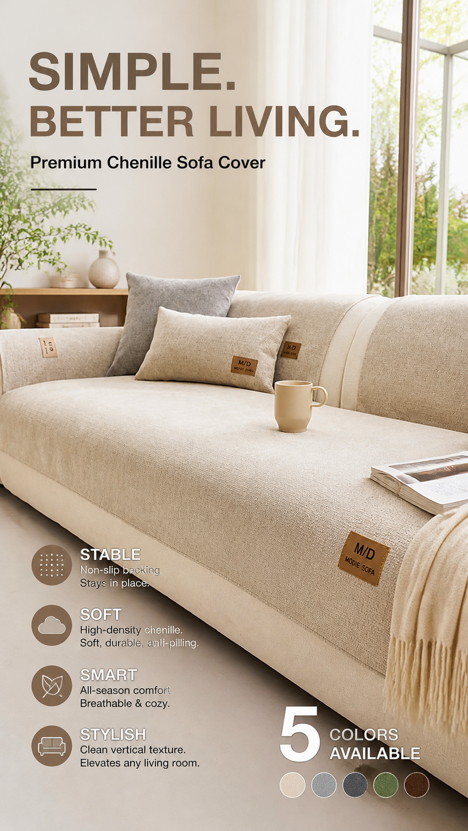 🛋️ Gepolsterte rutschfeste Sofaabdeckung – ultraweich, waschbar & kratzfest – ideal für Kinder und Haustiere 🐾