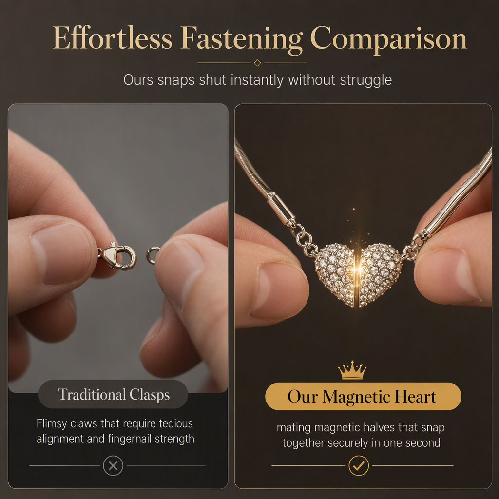❤️ 50 % Rabatt! ✨Elegante Herz Halskette mit Zirkonia – Minimalistischer Damen Schmuck mit Magnetverschluss