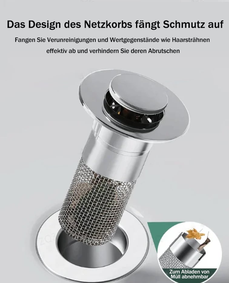 📢📢Letzter Tag – 50 % Rabatt!! ⏰Bajonett-Ablaufventil für Waschbecken – Edelstahl, geruchsdicht, herausnehmbares Sieb – schützt vor Mücken & Gerüchen