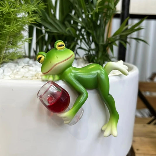 🐸 Hängende Frosch-Gartenfigur 🌿 Dekoration aus Kunstharz für Blumentöpfe, Aquarien & Garten