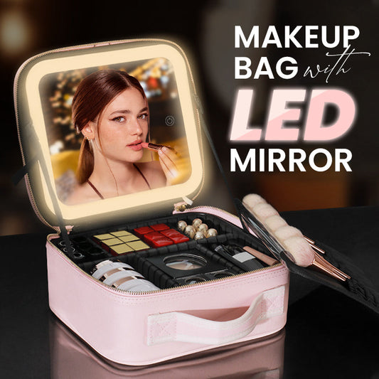 🪞 50% RABATT! ✨ Tragbare Kosmetiktasche mit LED-Spiegel – Beleuchtet, kompakt & vielseitig – Perfekt für makelloses Make-up unterwegs 💄