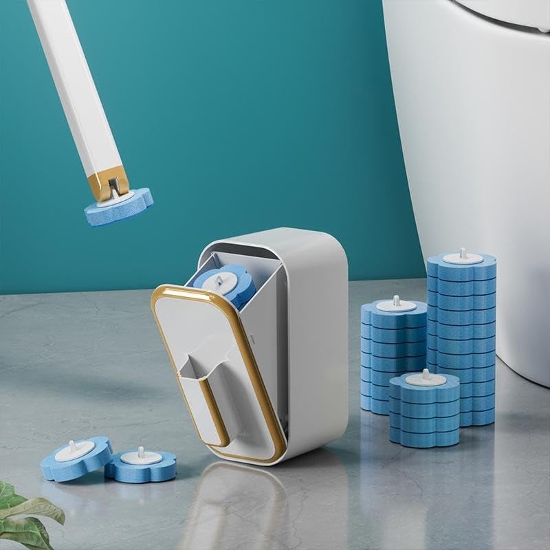 Snofrid Einweg-Toilettenbürste, Toilettenschüssel-Halterungsset mit 30 Stück Reinigungsnachfüllungen, Badezimmer-Reinigungssystem für Waschbecken, Badewanne, Abfluss, Waschbecken, Urinal, wandmontierte Toilettenbürste, Badezimmer-Reinigungsset