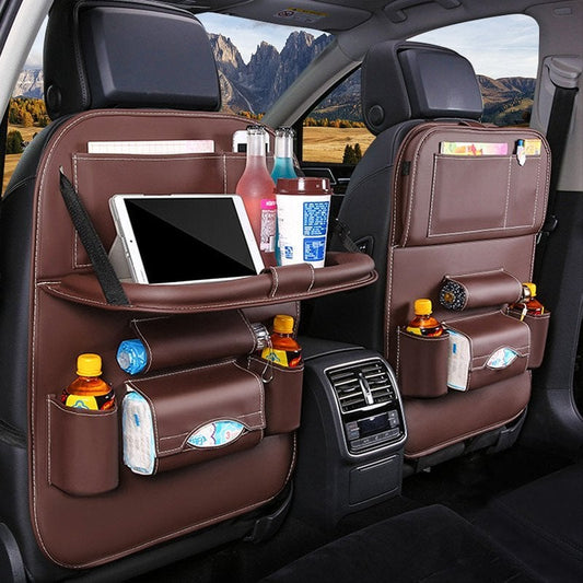 📢📢50 % Rabatt!! ⏰Auto Rücksitz Leder Organizer Aufbewahrungstasche mit faltbarem Tisch