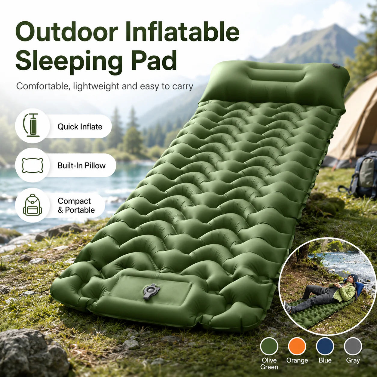 📢Mid-Season Sale: −50% nur für kurze Zeit⏰🏕️ Leichte Camping-Isomatte – aufblasbar, kompakt & vielseitig für Zelt, Auto, Reisen & Mittagsschlaf 🛏️