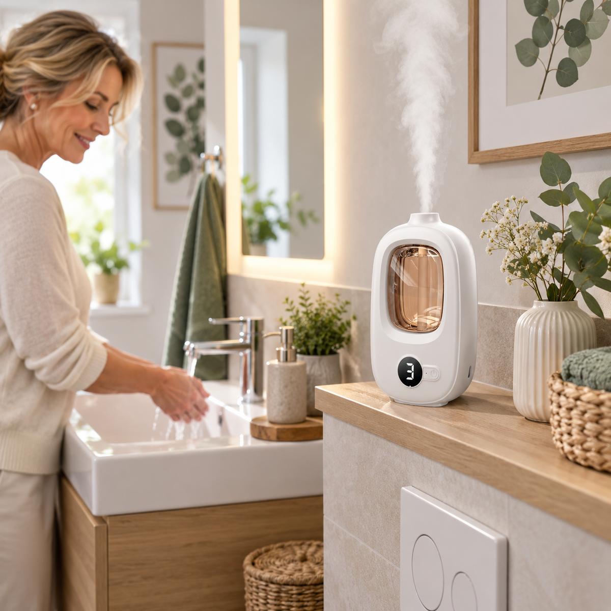 📢📢50 % RABATT! ⏰🎶 Automatischer Aromatherapie-Diffusor – Feiner Nebel, programmierbarer Timer und LED-Licht, ideal für Schlafzimmer und Büros 🌿💡