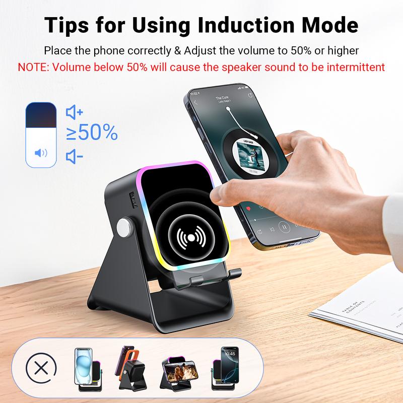 🔥 50% Rabatt 🔥🎵 5-in-1 Bluetooth-Lautsprecher mit Induktionsfunktion & verstellbarem Handyhalter