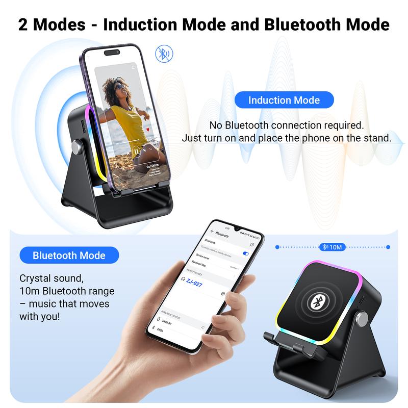 🔥 50% Rabatt 🔥🎵 5-in-1 Bluetooth-Lautsprecher mit Induktionsfunktion & verstellbarem Handyhalter