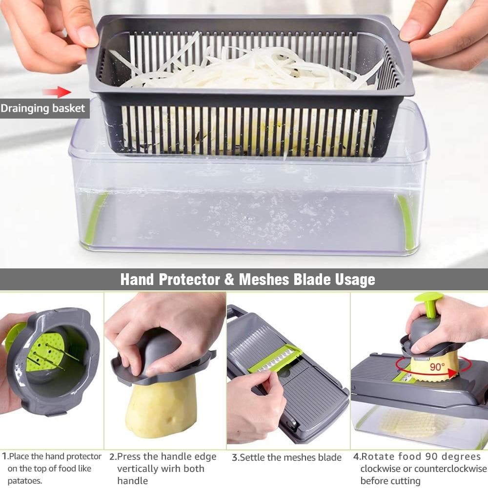 🛍️ 50 % Rabatt – Multifunktionaler Obst- & Gemüseschneider – 15-teiliges Set – vielseitig, robust & einfach zu reinigen 🥗