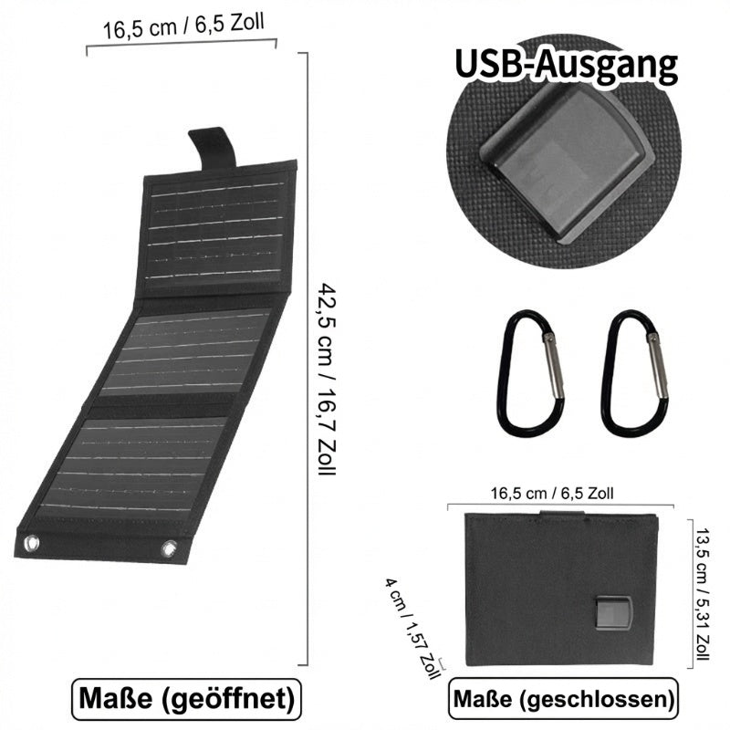 Mobiles Solar-Ladegerät mit USB-Anschluss – tragbar & effizient – ideal für Outdoor, Camping & Reisen☀️🔋