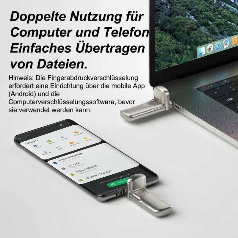 MOVESPEED V-Serie SSD-Stick – Für Fotos, Dokumente & sichere Datensicherung, USB 3.1 / Type-C (520MB/s) 📂🔒