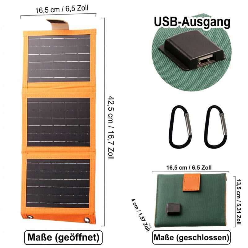 Mobiles Solar-Ladegerät mit USB-Anschluss – tragbar & effizient – ideal für Outdoor, Camping & Reisen☀️🔋