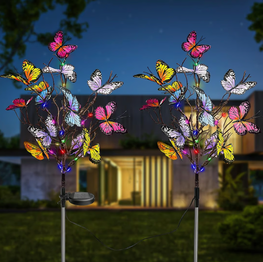 Solar Gartenstecker mit Schmetterlingsblüte – LED Gartenleuchte für Rasen & Terrasse☀️🦋