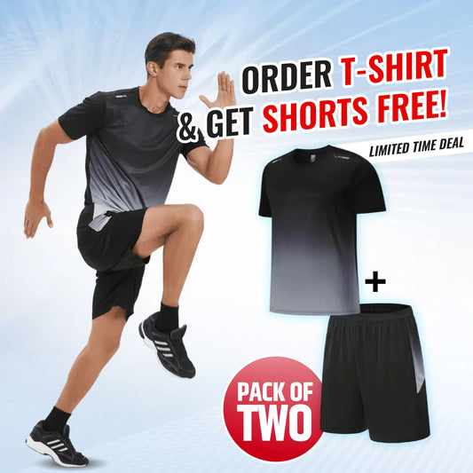 Sport-Set für Herren mit T-Shirt & Shorts – atmungsaktiv & schnelltrocknend