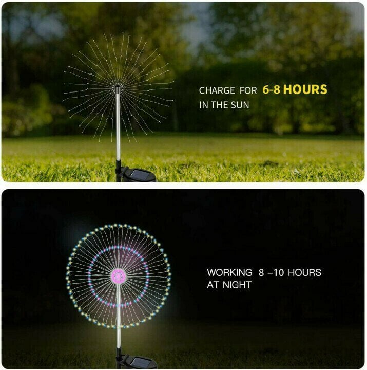 🛍️ 50 % Rabatt – 200 LED Solar-Feuerwerkslichter, 8 Modi, IP65 – wetterfest & warmweiß für Garten, Terrasse & Party 🌟