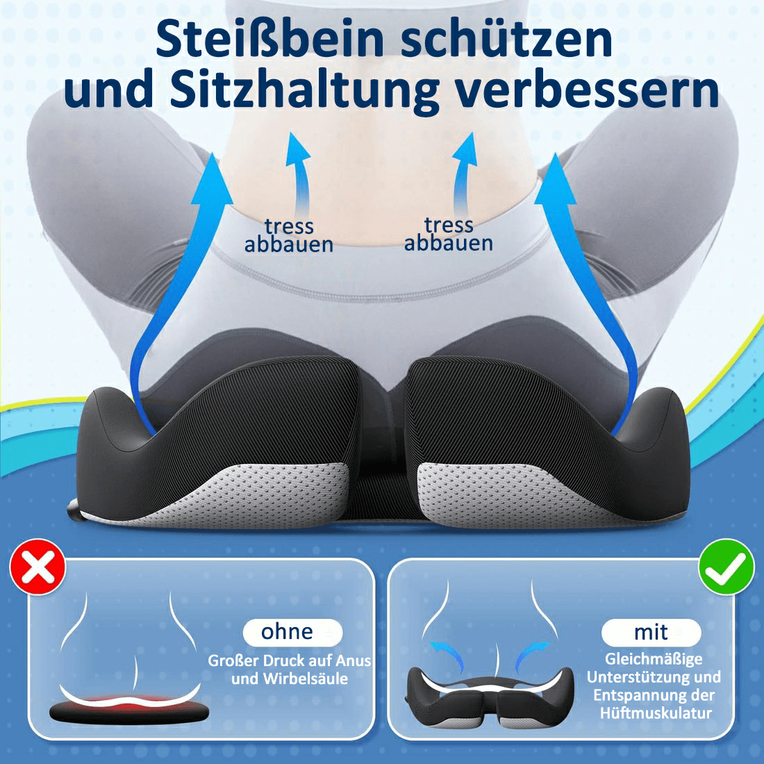 🎁LETZTER TAG 55％ RABATT🔥Ergonomisches Sitzkissen aus Memory-Schaumstoff