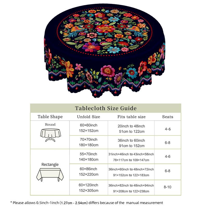 📢📢50 % RABATT !! ⏰Mexikanische Tischdecke mit Blumenmuster und Wellenrand