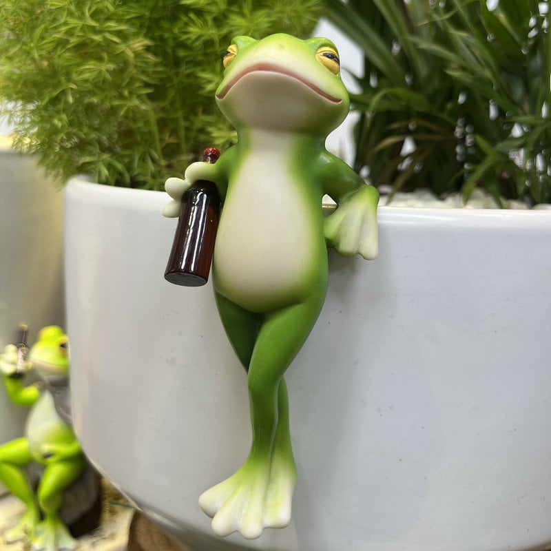 🐸 Hängende Frosch-Gartenfigur 🌿 Dekoration aus Kunstharz für Blumentöpfe, Aquarien & Garten