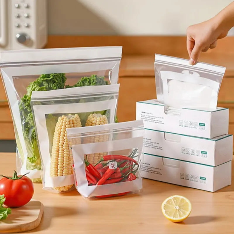 🥗 Extra starke Frischhaltebeutel mit Doppelverschluss – Lebensmittelechte Zip-Beutel für Kühlschrank und Gefrierfach