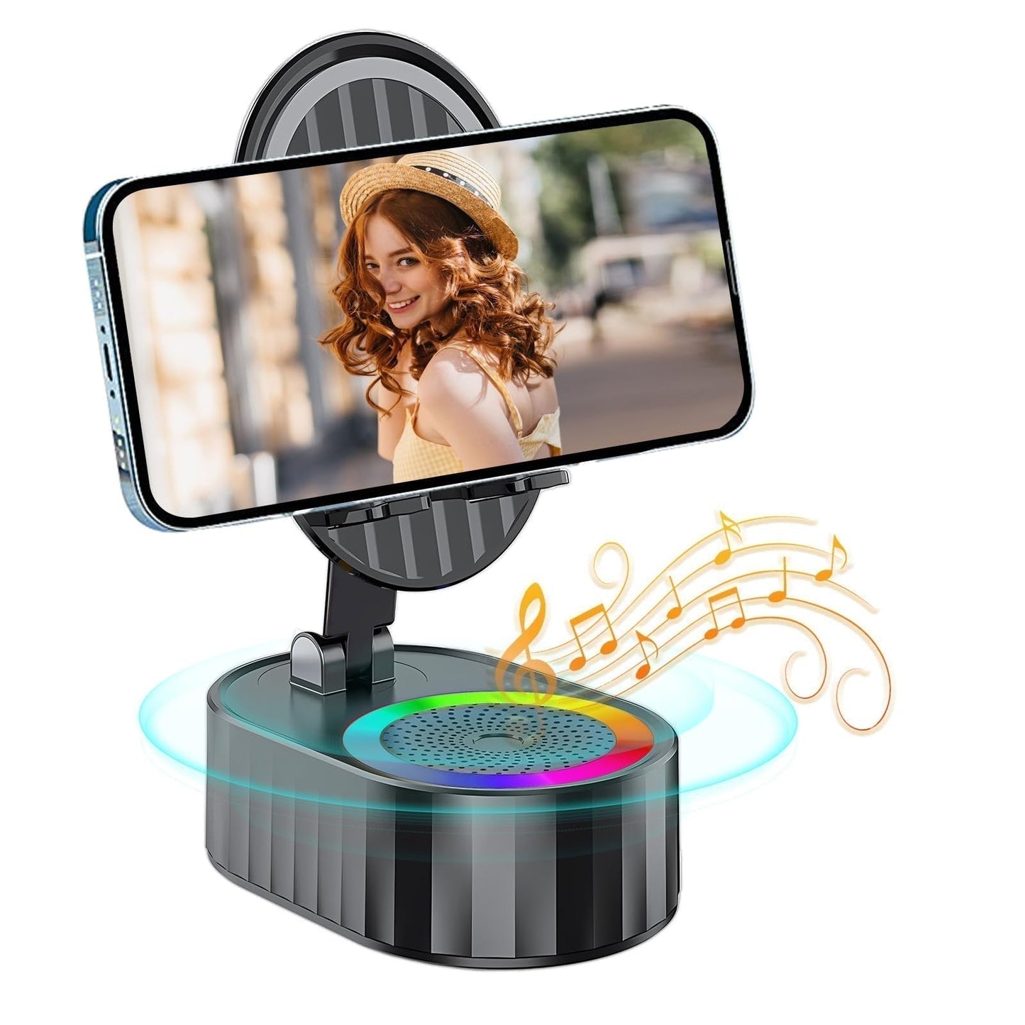 5-in-1 Handyhalterung mit Bluetooth-Lautsprecher & LED-Licht – 360° drehbar 📱🔊