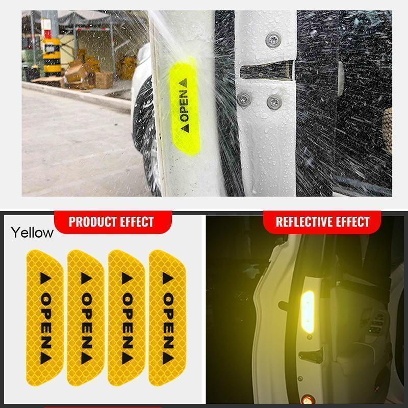🚗 Reflektierende Anti-Kollisions-Aufkleber fürs Auto – 4 Stück, Warnschutz für Türen & Stoßstangen