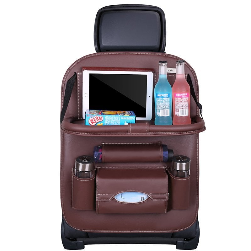📢📢50 % Rabatt!! ⏰Auto Rücksitz Leder Organizer Aufbewahrungstasche mit faltbarem Tisch