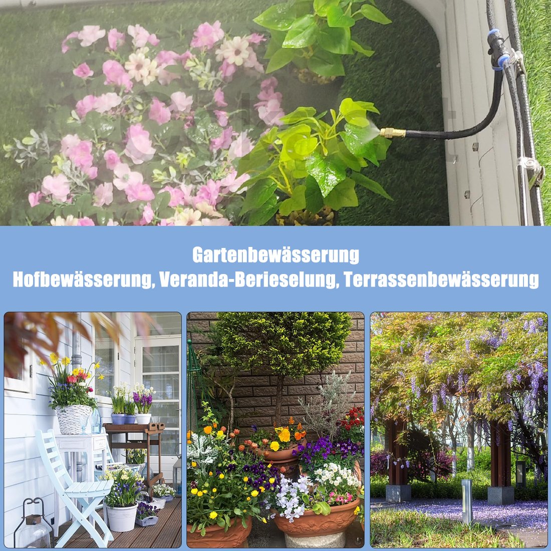 Garten-Bewässerungssystem mit verstellbaren 360°-Sprühdüsen – Automatische Beregnung, wassersparend (Jetzt 50% Rabatt)