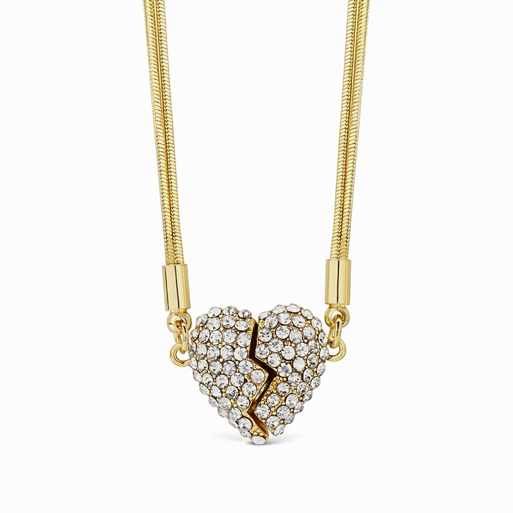 ❤️ 50 % Rabatt! ✨Elegante Herz Halskette mit Zirkonia – Minimalistischer Damen Schmuck mit Magnetverschluss