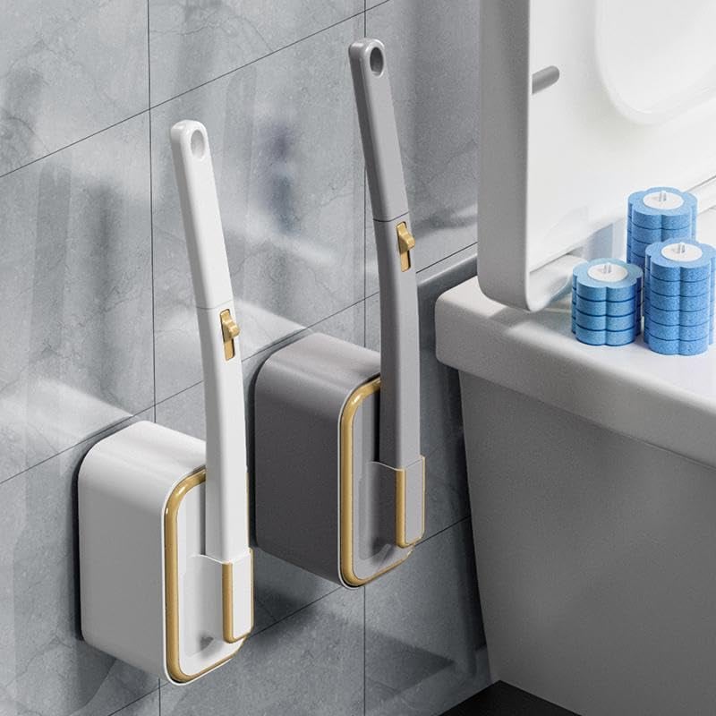 Snofrid Einweg-Toilettenbürste, Toilettenschüssel-Halterungsset mit 30 Stück Reinigungsnachfüllungen, Badezimmer-Reinigungssystem für Waschbecken, Badewanne, Abfluss, Waschbecken, Urinal, wandmontierte Toilettenbürste, Badezimmer-Reinigungsset
