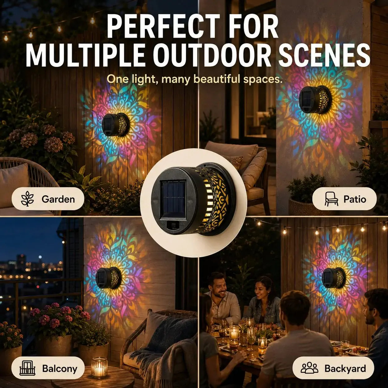 ☀️ Solar-Mandalaleuchte für Garten & Terrasse – 2-in-1 Bodenlampe & Wandleuchte – Ornamentale Lichtdeko mit Vintage-Effekt – Rostfrei & Langlebig