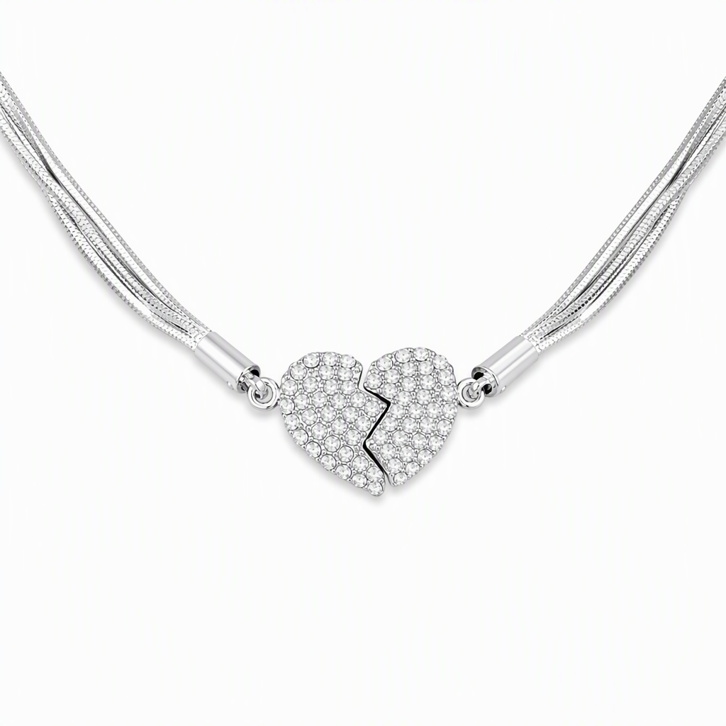 ❤️ 50 % Rabatt! ✨Elegante Herz Halskette mit Zirkonia – Minimalistischer Damen Schmuck mit Magnetverschluss