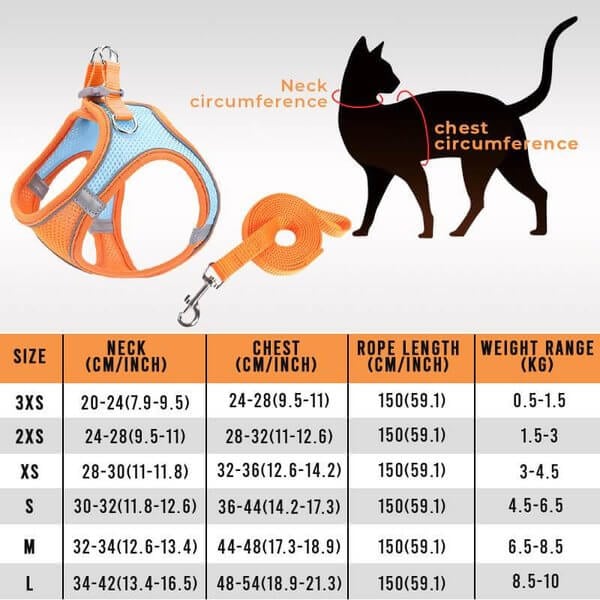 Brustgeschirr mit reflektierender Leine – atmungsaktiv, gepolstert & sicher – für Hunde & Katzen🐾