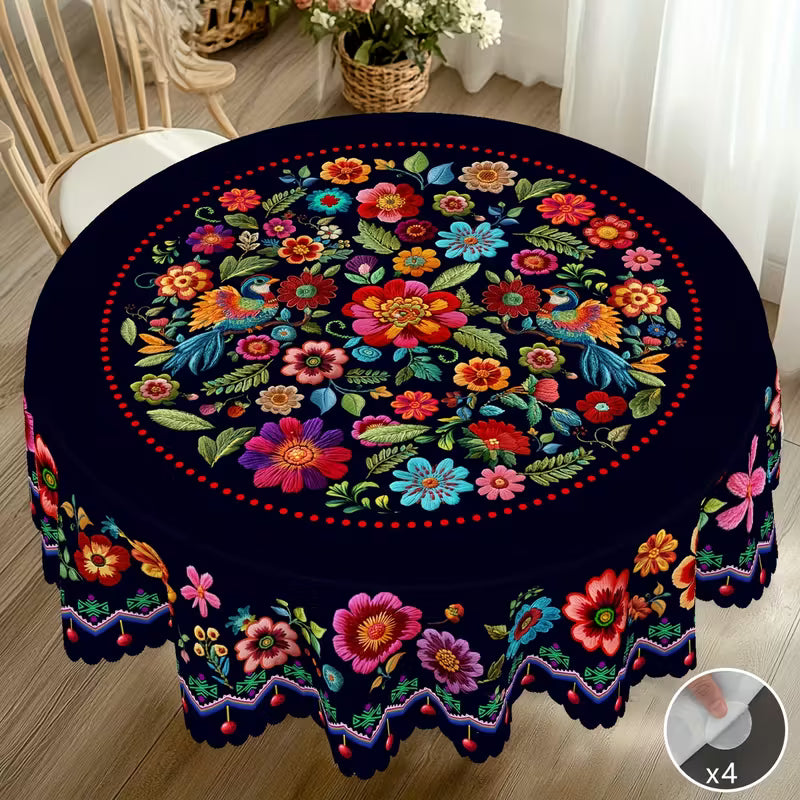 📢📢50 % RABATT !! ⏰Mexikanische Tischdecke mit Blumenmuster und Wellenrand