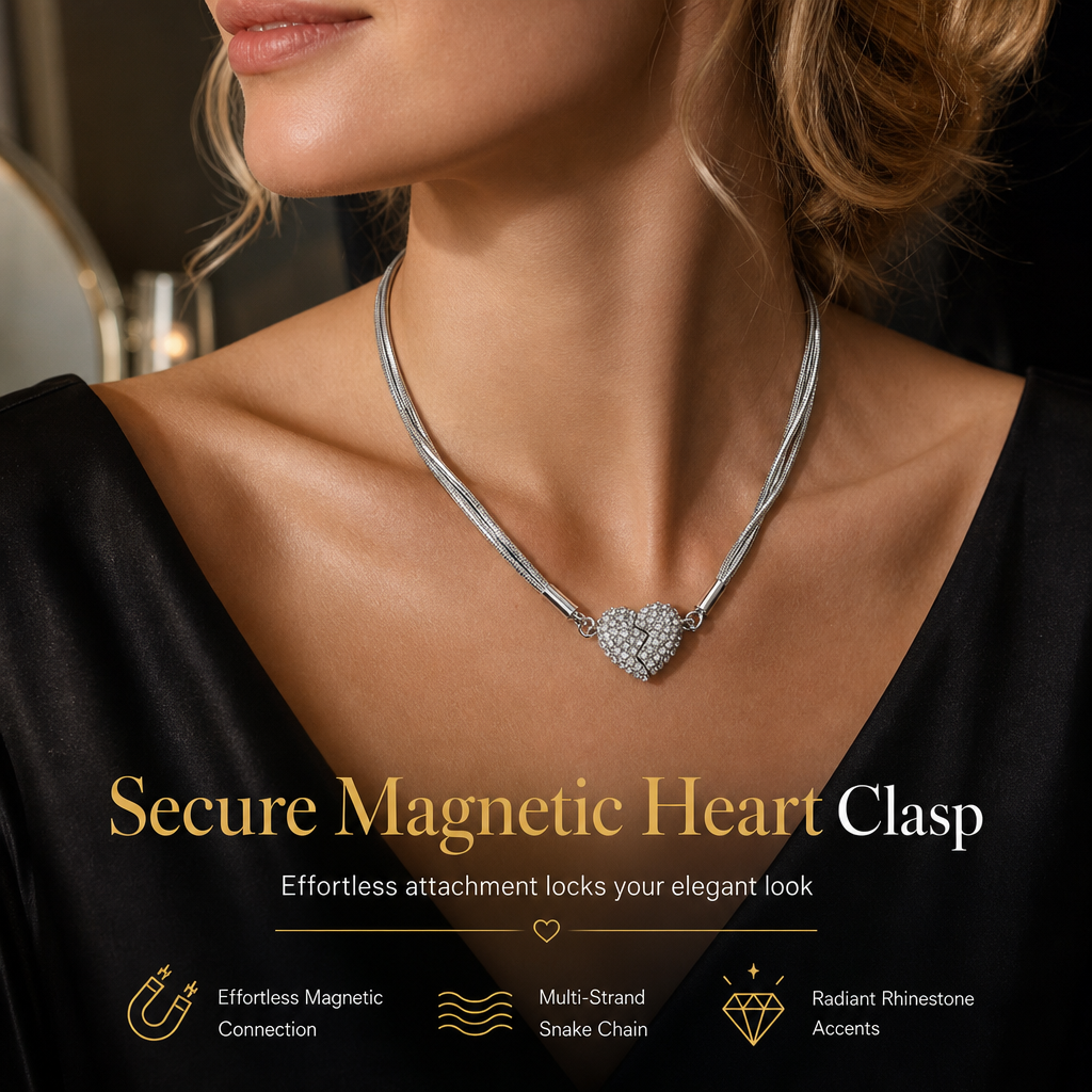 ❤️ 50 % Rabatt! ✨Elegante Herz Halskette mit Zirkonia – Minimalistischer Damen Schmuck mit Magnetverschluss