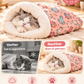 ⏳50% RABATT! 🐱 Flauschiger Katzen-Winterschlafsack – halbgeschlossene Kuschelhöhle mit Cartoon-Muster, Rosa/Blau