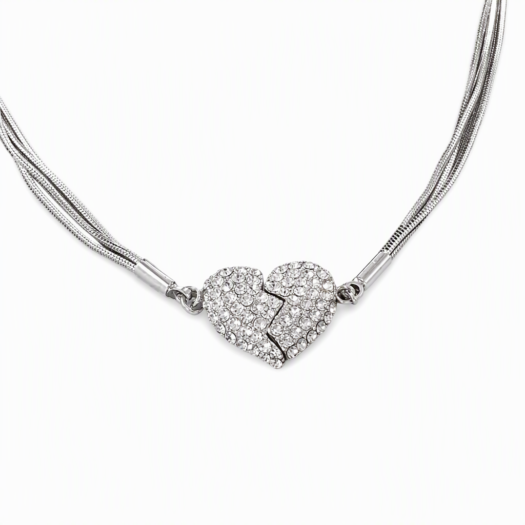 ❤️ 50 % Rabatt! ✨Elegante Herz Halskette mit Zirkonia – Minimalistischer Damen Schmuck mit Magnetverschluss