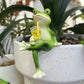 🐸 Hängende Frosch-Gartenfigur 🌿 Dekoration aus Kunstharz für Blumentöpfe, Aquarien & Garten