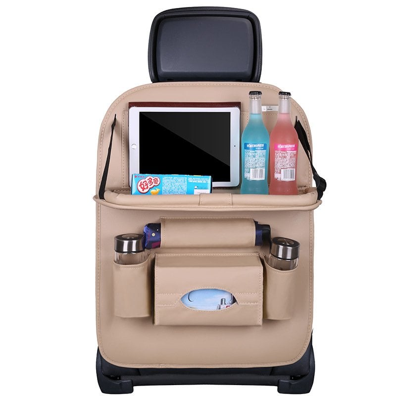 📢📢50 % Rabatt!! ⏰Auto Rücksitz Leder Organizer Aufbewahrungstasche mit faltbarem Tisch