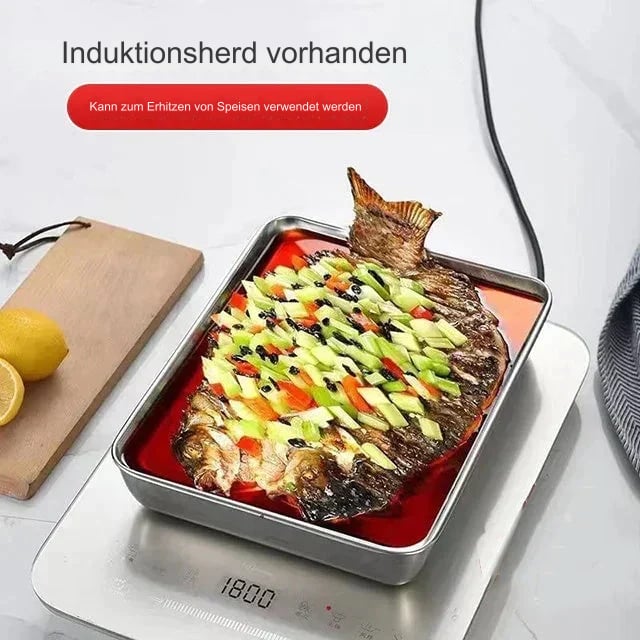 🎁【1+1 gratis】 Quadratische Platte aus Edelstahl (mit Deckel)