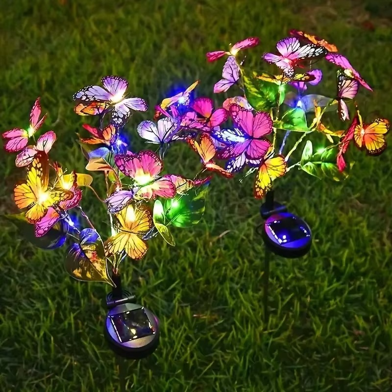 Solar Gartenstecker mit Schmetterlingsblüte – LED Gartenleuchte für Rasen & Terrasse☀️🦋